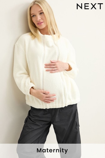 Ecru White Maternity Teddy Borg Jacket With Removable Panel (171061) | £45