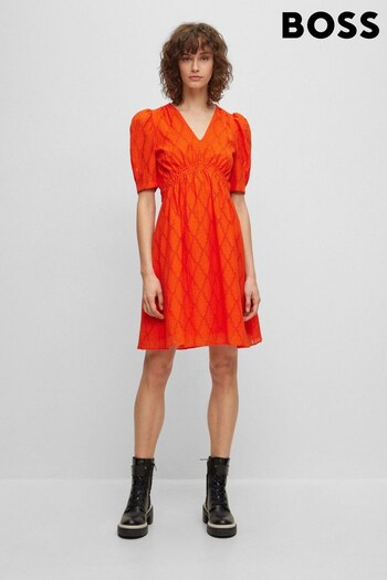BOSS Orange Gathered Waist Puff Sleeve Dress (171063) | £229