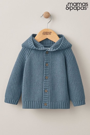Mamas & Papas Blue Hooded Knit Cardigan (171186) | £22
