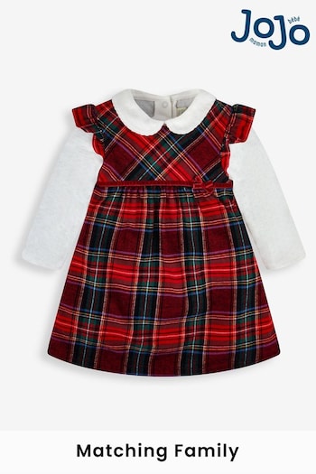 JoJo Maman Bébé Red Girls' Tartan Baby Dress & Body Set (171248) | £34