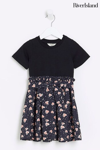 River Island Black Girls Hybrid T-Shirt Dress (171249) | £16