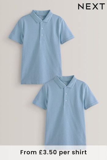 Blue 2 Pack Cotton School Polo Shirts (3-16yrs) (171309) | £7 - £12.50