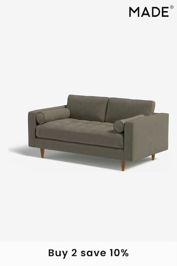 MADE.COM Cotton Weave Dark Olive Scott 2 Seater Sofa (171537) | £1,075