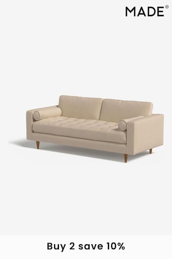 MADE.COM Cotton Weave Oatmeal Scott 3 Seater Sofa (171542) | £1,175