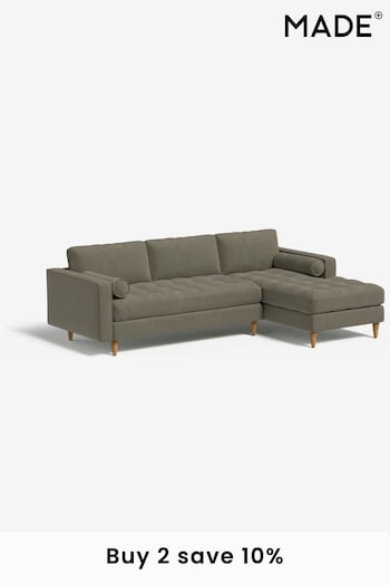 MADE.COM Cotton Weave Dark Olive Scott Left Hand Facing Corner Sofa (171742) | £1,875