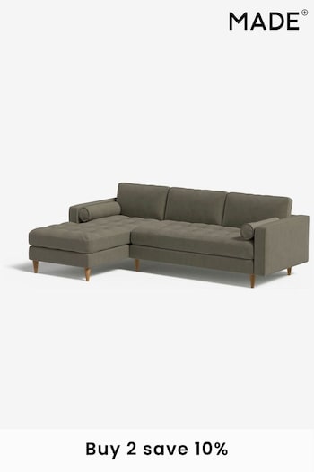 MADE.COM Cotton Weave Dark Olive Scott Right Hand Facing Corner Sofa (171760) | £1,875