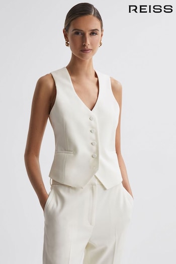 Reiss Off White Mila Tailored Fit Wool Waistcoat (171806) | £148