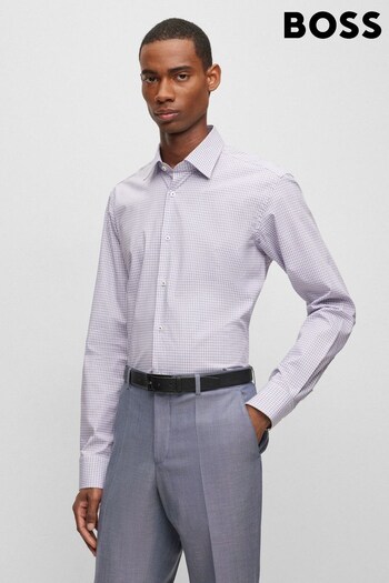 BOSS Purple Gingham Check Long Sleeve Shirt (171869) | £89