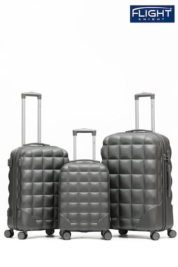 Flight Knight Hardcase Large Check in Suitcases and Cabin Case Black/Silver Set of 3 (172109) | £150