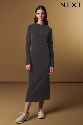 Charcoal Grey Premium Long Sleeve Midi Dress (172202) | £76