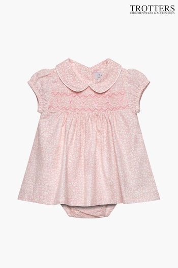 Trotters London Pink Little Floral My First Smocked Dress (172411) | £62