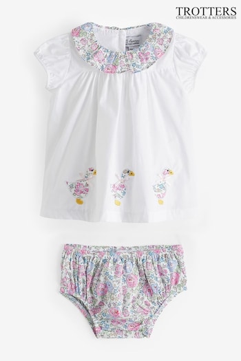 Trotters London Little Felicite My First Duck White 2 Piece Dress (172420) | £65