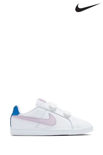 Nike Swoosh White/Pink Court Royale Junior Trainers (172703) | £35