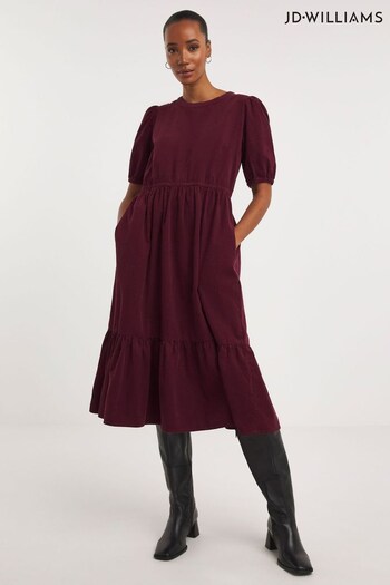 JD Williams Wine Baby Cord Tired Midaxi Dress (172871) | £45