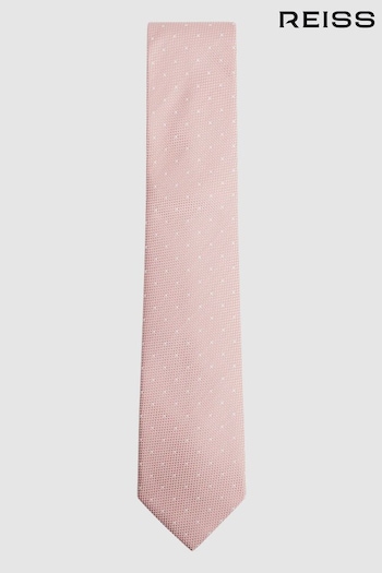 Reiss Soft Pink Liam Silk Polka Dot Tie (172918) | £48