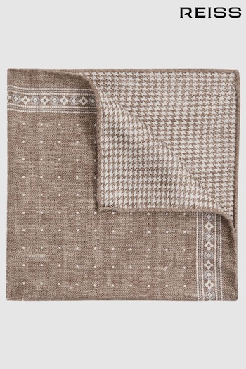 Reiss Brown Melange Cataldo Silk Reversible Pocket Square (172929) | £38