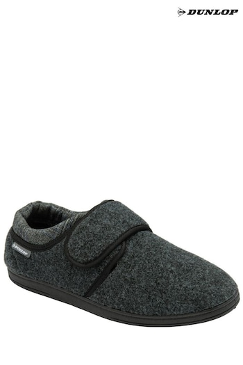 Dunlop Grey Touch Fastening Full Mens Slippers (173062) | £22