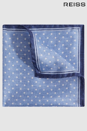 Reiss Sky Blue Vecchia Silk Polka Dot Pocket Square (173076) | £38