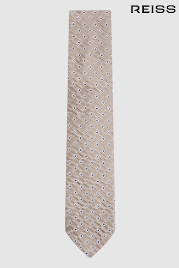 Reiss Oatmeal Apollinare Silk Blend Floral Print Tie (173077) | £68