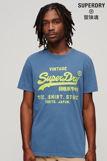 Superdry Blue Neon Vintage Logo T-Shirt (173115) | £30