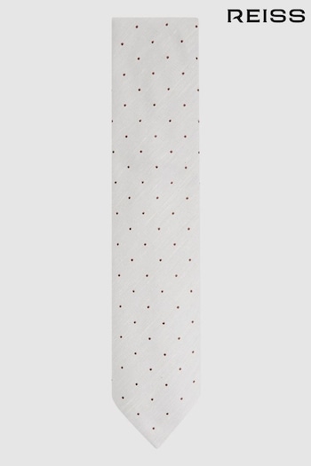 Reiss Cream Lorenzo Silk Blend Textured Polka Dot Tie (173142) | £68