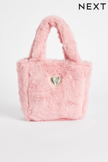 Bright Pink Faux Fur Bucket Bag Crocodile (173290) | £16