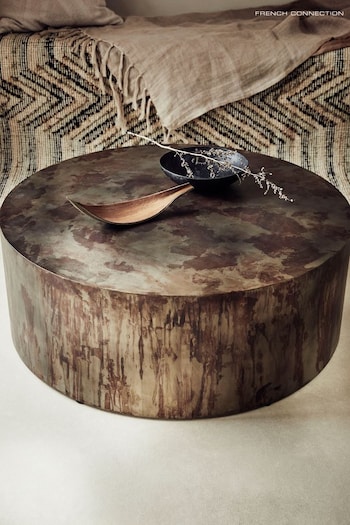 French Connection Brown Oxidised Hua Drum Coffee Table (173368) | £480