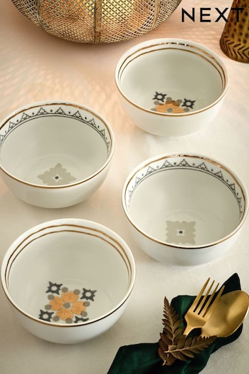 Set of 4 White Aliya Bowls (173380) | £22
