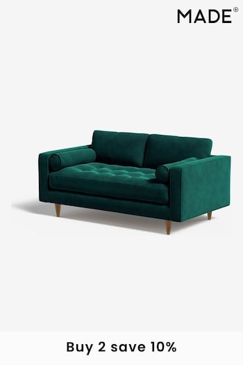 MADE.COM Matt Velvet Teal Green Scott 2 Seater Sofa (173411) | £999