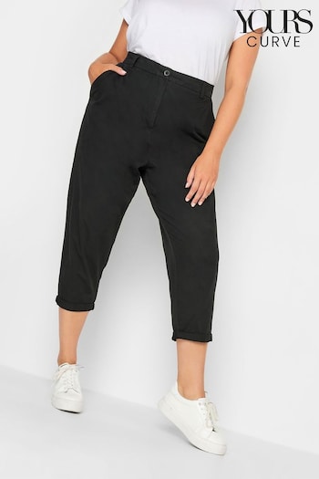 Yours Curve Black Cropped Length Chino Trousers (173495) | £24