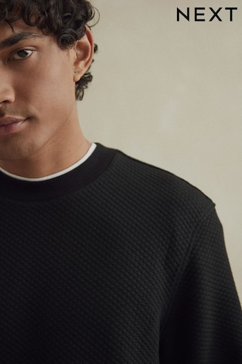 Black Premium Texture Crew Sweatshirt (173548) | £30