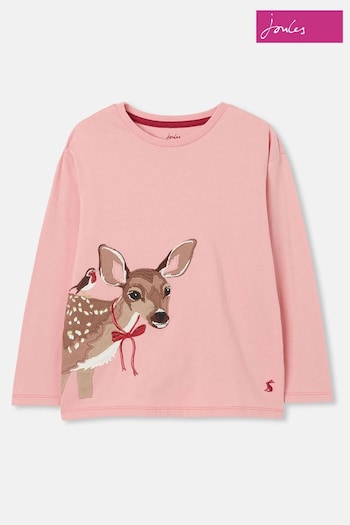 Joules Ava Pink Applique Long Sleeve Top (173746) | £18.95 - £20.95