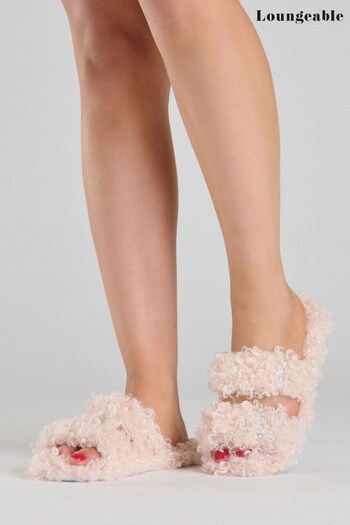 Loungeable Pink Blush Curly Double Bar Sliders (173888) | £10