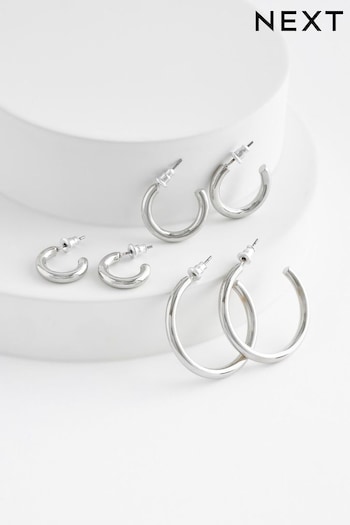 Silver Tone 3 Pack Hoop Earrings (174064) | £10
