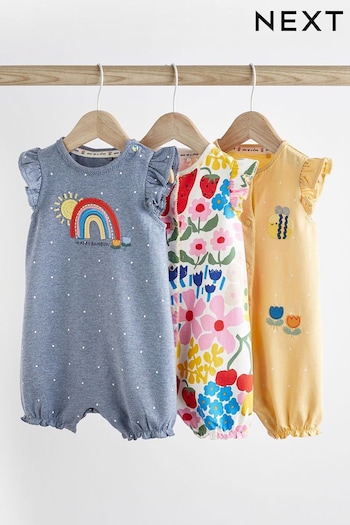 Blue/ Yellow Character Baby Rompers 3 Pack (174175) | £18 - £22