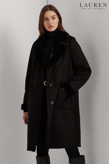 Lauren Ralph Lauren Faux Shearling And Faux Suede Black Coat (174319) | £369