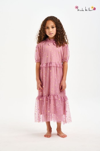 Nicole Miller Purple Glitter Printed Dress (174436) | £50 - £55