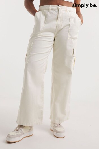 Simply Be Cream Cargo Utility Trousers (174480) | £32