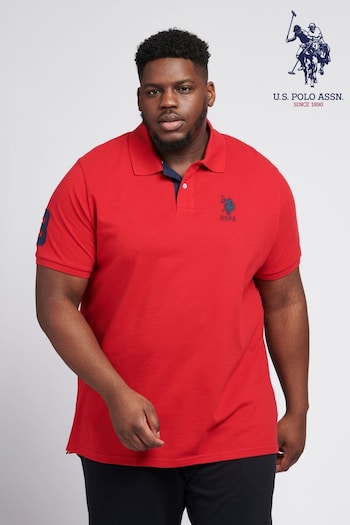 U.S. stripe Polo Assn. Mens Big & Tall Player 3 Logo Pique stripe Polo Shirt (174539) | £45