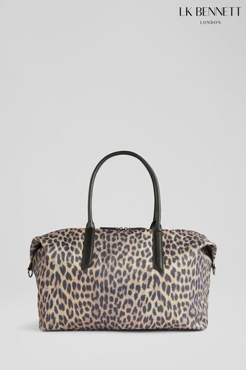 LK Bennett Mayla Brown Leopard Print Nylon Weekend Bag (174729) | £199