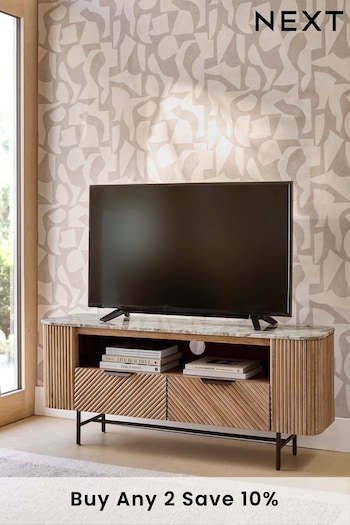 Natural Valencia Marble Mango Wood Up to 55 inch TV Unit (174804) | £675