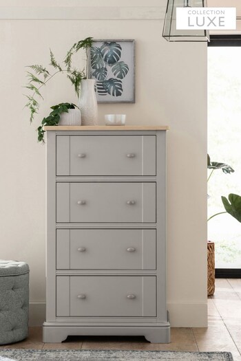 Grey Hampton Painted Oak Collection Luxe 4 Drawer All Beauty New In (174972) | £775