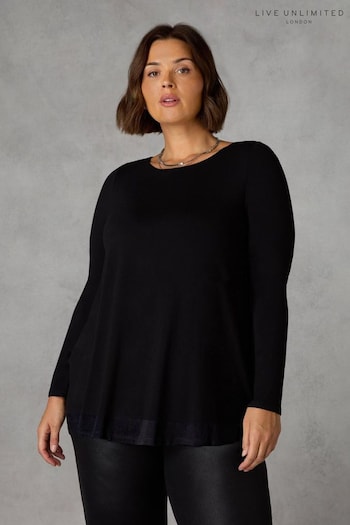 Live Unlimited Curve Black Jersey Overlay Tunic (174991) | £59