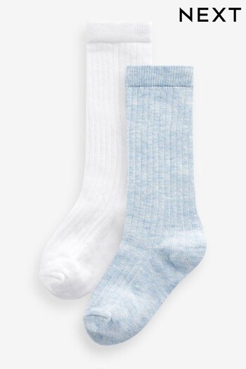 Blue/White Baby 2 Pack Knee Length Socks (0mths-2yrs) (175025) | £4