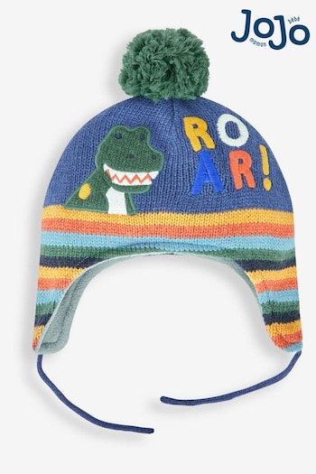 JoJo Maman Bébé Indigo Boys' Dinosaur Roar Appliqué Hat (175097) | £16.50