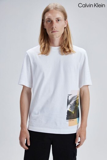 Calvin Klein Multi Layered Photoprint White T-Shirt (175361) | £55