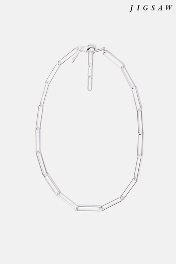 Jigsaw Silver Tone Paper Clip Chain Necklace (175793) | £60