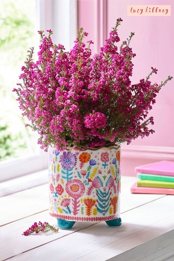 Lucy Tiffney Multi Floral Footed Plant Pot (175874) | £20