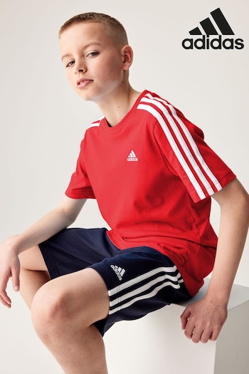 adidas Red stonewashedwear Essentials 3-Stripes Cotton T-Shirt (176086) | £13