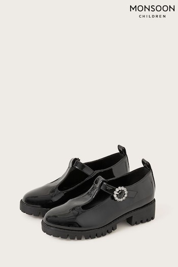 Monsoon Patent Mary Jane Black Shoes (176097) | £25 - £35